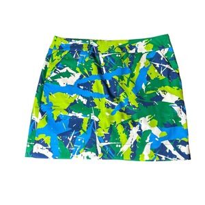 Loudmouth Ladies Golf Skort Blue Green Abstract Paint Splatter Size US 10